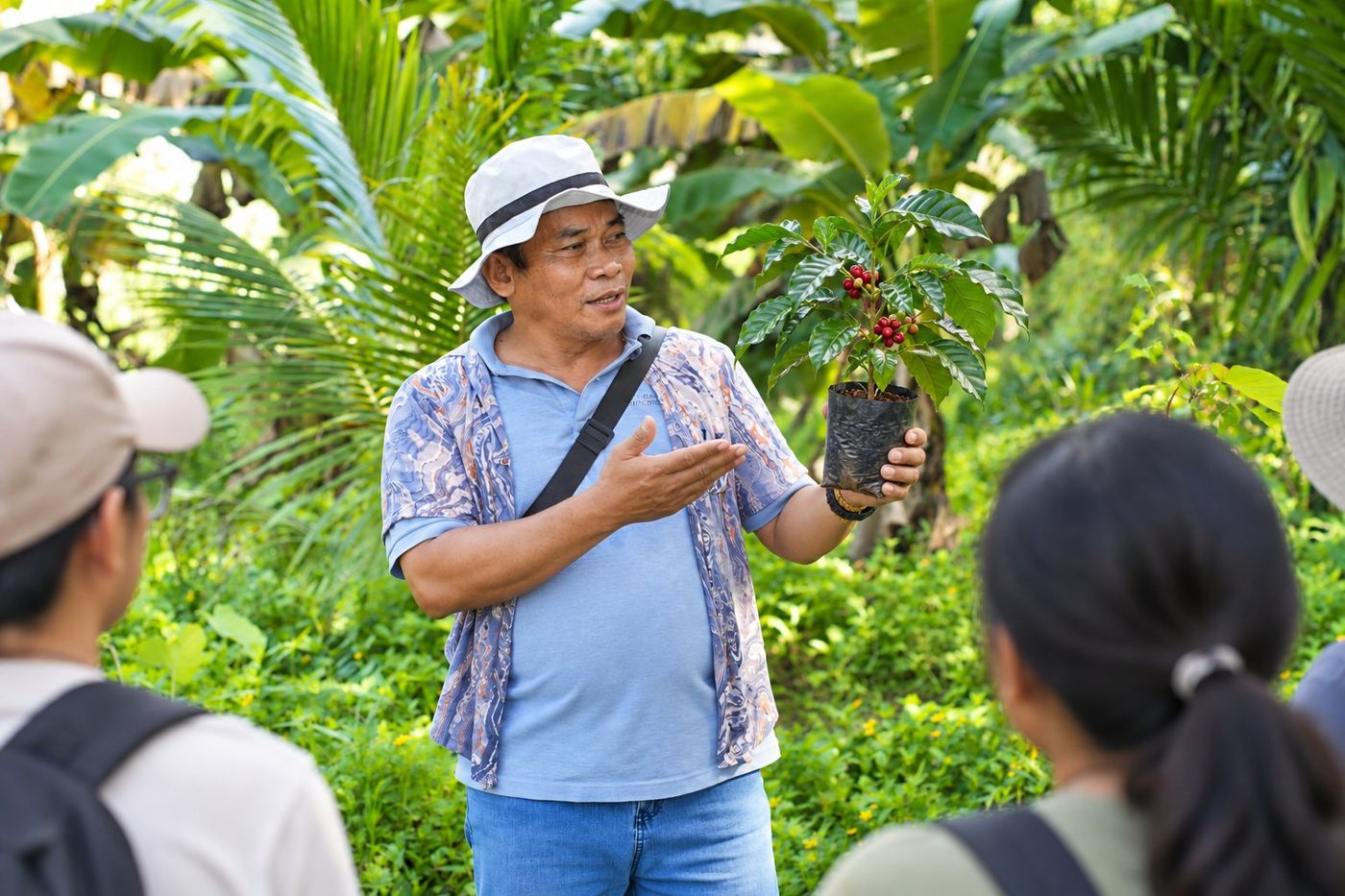 Learning before planting: Mang Jorge of the Bantay Gubat ng Ipo Community explains how to plant Coffea liberica during the activity at Ipo Dam.